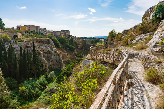 Hiking path and valley in Gravina di Puglia, Italy