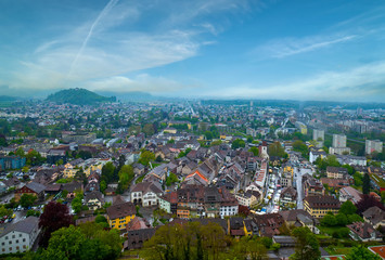 Picturesque view of Lenzburg Town from castle hill, Switzerland