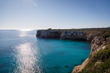 Fototapeta na wymiar The stony coast of Eastern Mallorca