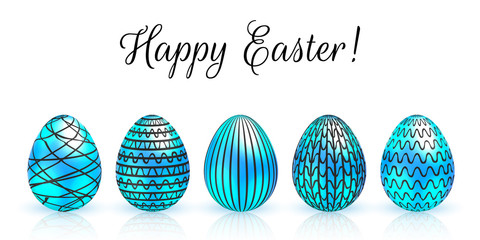 Happy Easter Day background with eggs. Vector illustration