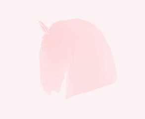 Romantic Horse Profile on Pink Background. Low Poly Valentines Vector 3D Rendering