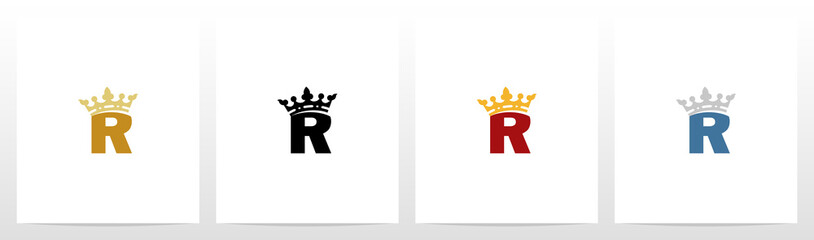  Royal Crown On Letter Logo Design R