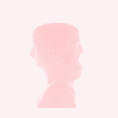 Romantic Two-faced Janus, Greek God of Time on Pink Background. Low Poly Valentines Vector 3D Rendering