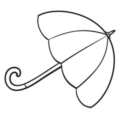open umbrella in the outline lies, isolated object on a white background,