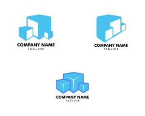 Set of Ice Cubes Logo Design Icon Vector Illustration