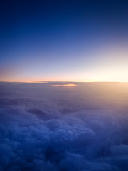Beautiful landscape of sun tising over the clouds at early morning