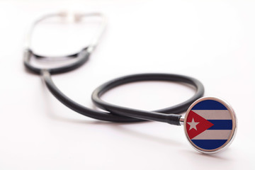 Cuba healthcare concept. Medical stethoscope with country flag