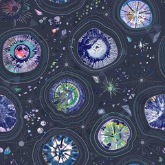 Seamless pattern with colorful creative gem stone cuts