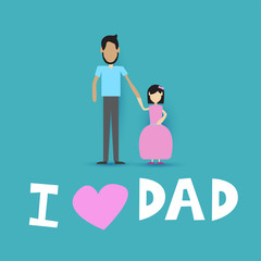 Happy Father's Day,  i love dad,  paper art style