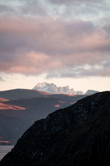 mountain scenery in Norway with blue sky