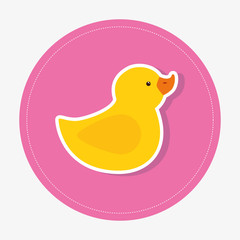 cute duck rubber in frame circular vector illustration design