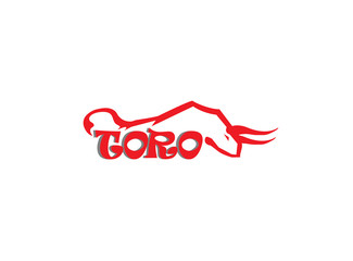 Toro attacks red stylized alphabet logo design vector illustration on white  background