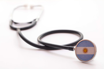 Argentina healthcare concept. Medical stethoscope with country flag