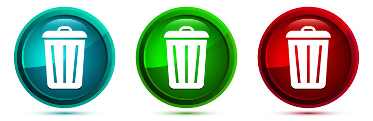 Bin icon elegant round button set illustration