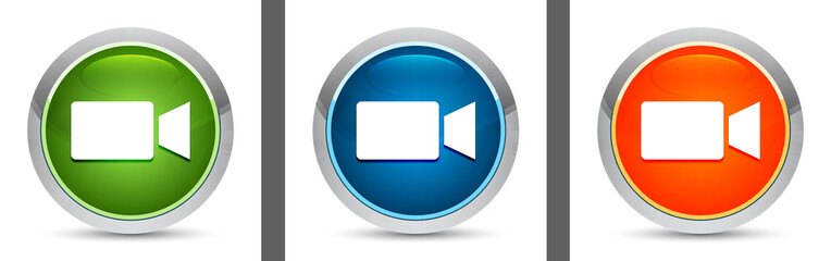 Video camera icon modern design round button set illustration
