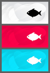 Fish icon trendy modern flat design abstract banner set illustration