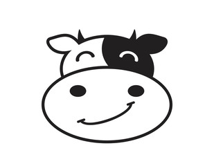 cute cow icon. Cow milk vector logo. Meat farm  funny label. Dairy eco product emblem  vector illustration. 