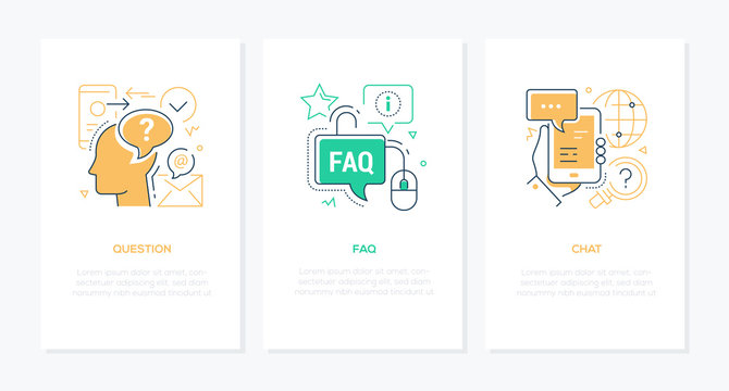 Technical support - line design style banners set