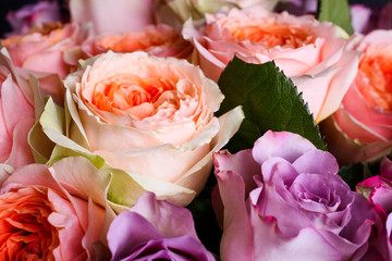bouquet of hybrid tea roses and floribunda
