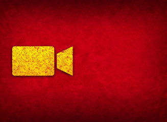 Video camera icon abstract red background illustration
