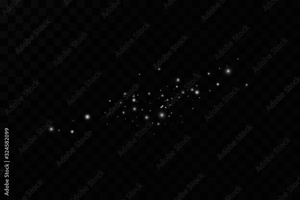 Poster glitter effect of particles. gold is sparkling. star dust sparkling particles on a transparent backg