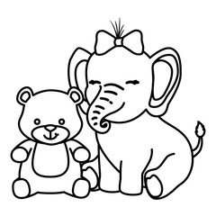 Obraz na płótnie Canvas cute elephant female with bear isolated icon vector illustration design