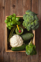 Fresh raw, green ingredients for a perfect smoothie