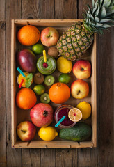 Fresh raw fruit ingredients for a perfect smoothie