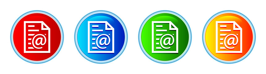 Email address page icon glassy round button set illustration
