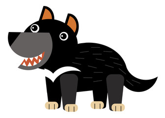 cartoon australian scene with animal tasmanian devil on white background illustration
