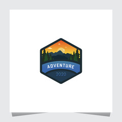 Emblem Logo, Mountain Theme with Evening Sky