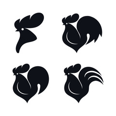 Set of cock black icons on white background. Abstract logos template for your ideas. 