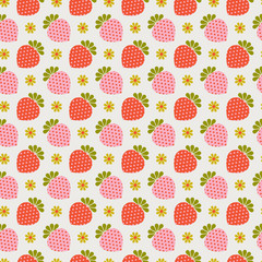 retro strawberry seamless vector background pattern