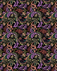 flowers seamless background with pattern and bunch