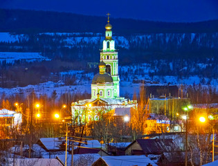 Holy Trinity single-faith church. Night view. Nizhny Tagil. Sverdlovsk region. Russia