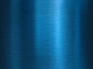 Deurstickers brushed polished blue metal texture background © Andrey Kuzmin