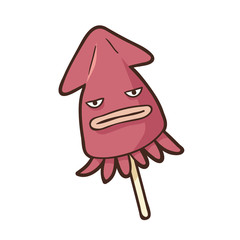 イラスト ：日本の催事　イカの丸焼き