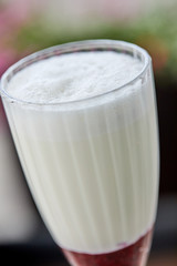 milk dessert with fresh berries