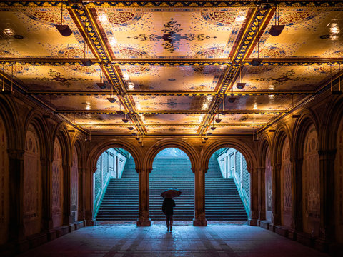 Man with umbrella