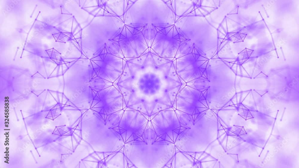 Poster purple animated kaleidoscope pattern. 3d render