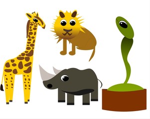 Naklejka premium Cute Wild Animals, Digital Art