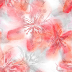 Fototapeta premium Summer Flowers Seamless Pattern. Watercolor Floral Background.