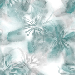 Summer  Flowers Seamless Pattern. Watercolor Floral Background.