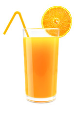 Fresh orange juice in glass.