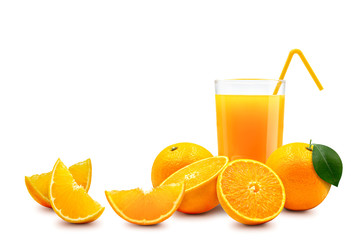 Stack of fresh orange fruit isolated on white background