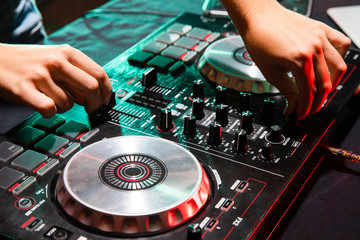 Obraz premium High angle dj professional equipment