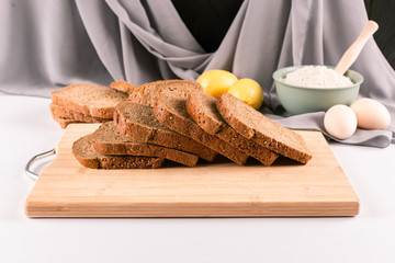 Thinly sliced dark wheat bread