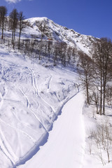 Snow slope, the route of the ski resort