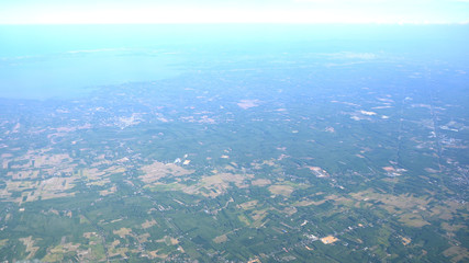 landscape, Sky and clouds beautiful The view out of an airplane in the morning thailand appropriate the background , idea copy space
