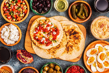 Traditional dishes of Israeli and Middle Eastern cuisine